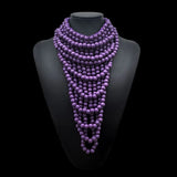 Purple Choker Bohemian Wooden Bead Multilayer Necklace