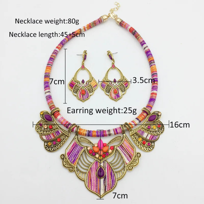 Size of Chunky Bohemian Geometric Necklace and Earring