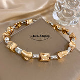 Size of Chunky CCB Two-Tone Gold Silver Irregular Geometric Necklace