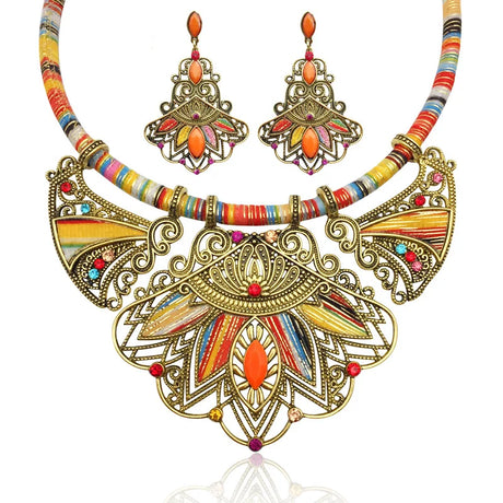 Yellow Chunky Colorful Beads Statement Jewelry Set