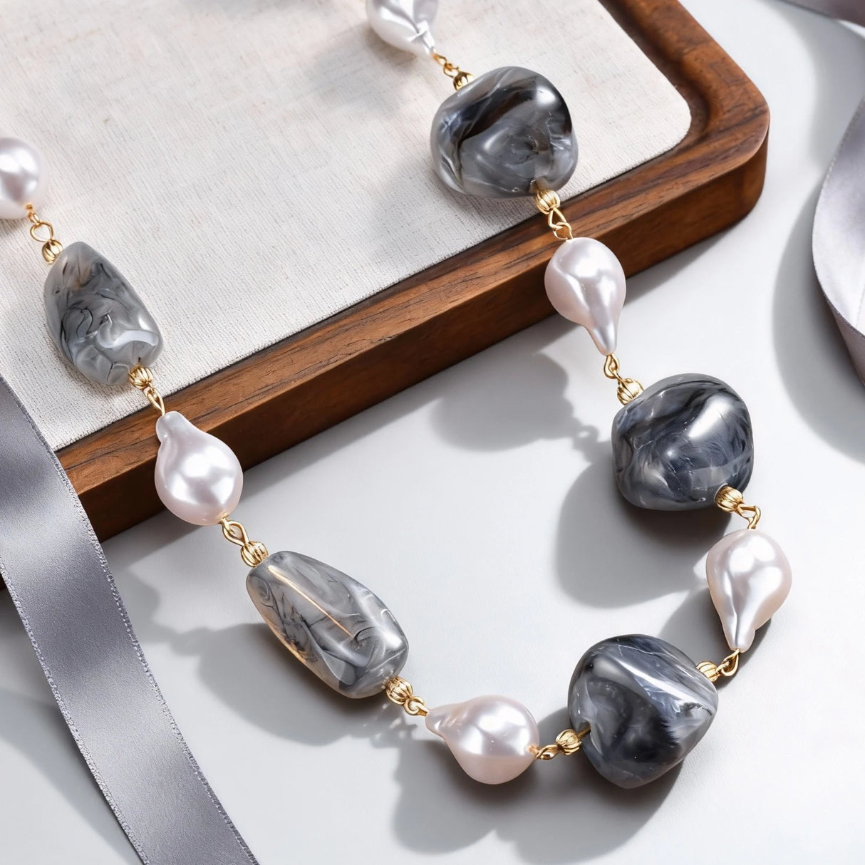 Chunky Irregular Beaded Collarbone Necklace