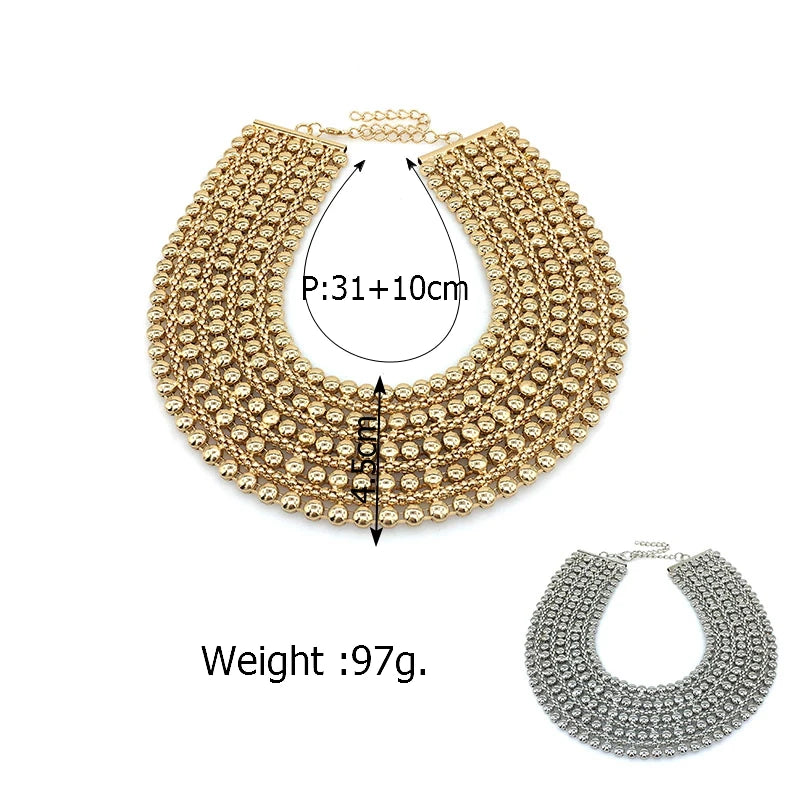 Size of Chunky Metal Statement Necklace For Women