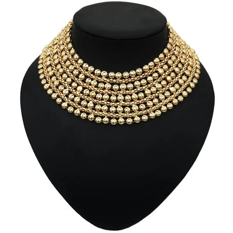 Gold Chunky Metal Statement Necklace For Women