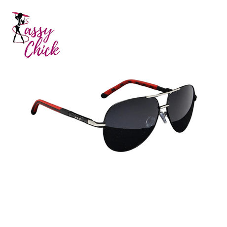 black red sunglasses sassy chick logo