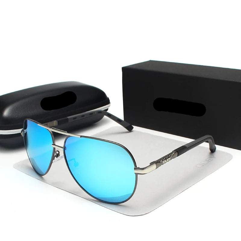 Classic Aluminum Polarized Coating Lens Sunglasses black blue