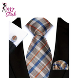 Classic Beige Jacquard Solid Paisley Stripes Tie Sassy Chick Logo