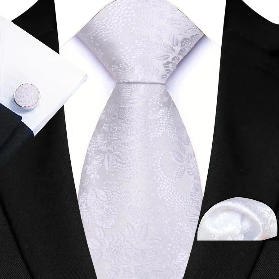 Classic Beige Jacquard Solid Paisley Stripes Tie