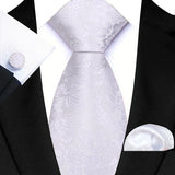 Classic Beige Jacquard Solid Paisley Stripes Tie