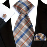 Classic Beige Jacquard Solid Paisley Stripes Tie