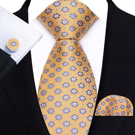 Classic Beige Jacquard Solid Paisley Stripes Tie