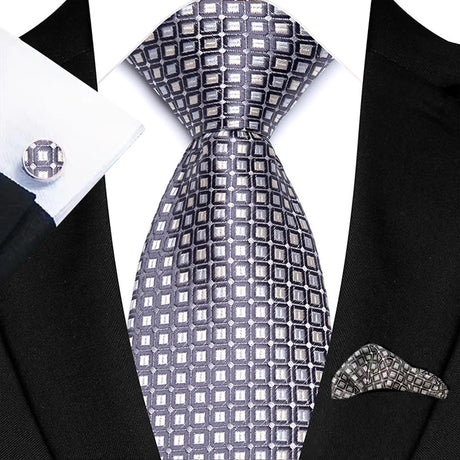 Classic Beige Jacquard Solid Paisley Stripes Tie