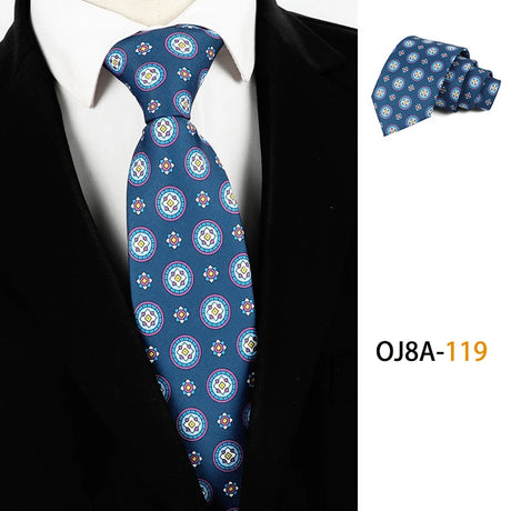 Blue Classic Dot Floral Print Patterns Business Necktie
