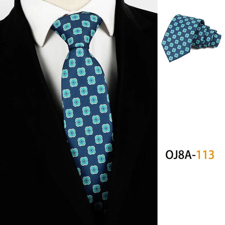 Blue Classic Dot Floral Print Patterns Business Necktie