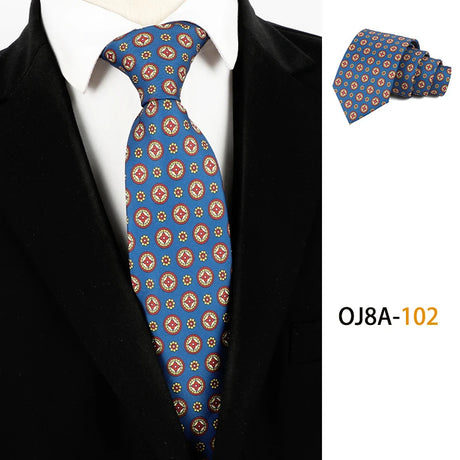 Blue Classic Dot Floral Print Patterns Business Necktie