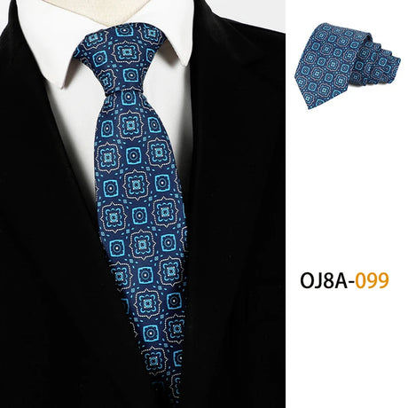 Blue Classic Dot Floral Print Patterns Business Necktie