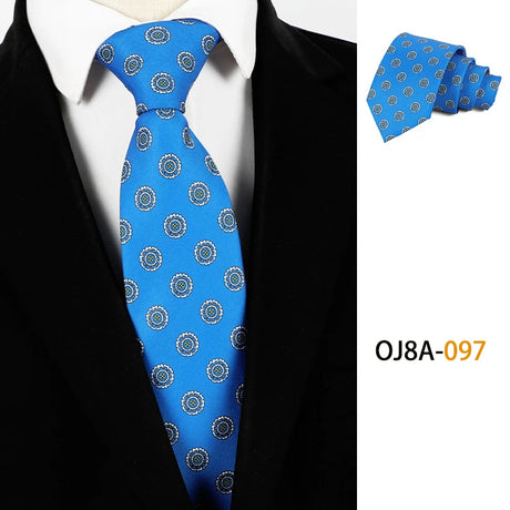 Blue Classic Dot Floral Print Patterns Business Necktie