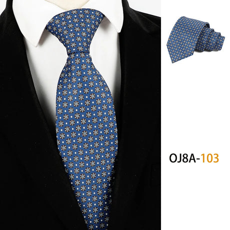Blue Classic Dot Floral Print Patterns Business Necktie