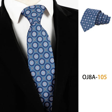 Blue Classic Dot Floral Print Patterns Business Necktie