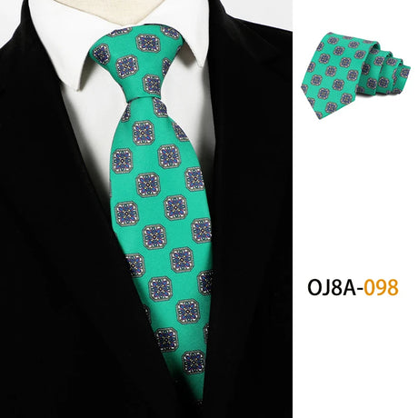 Green Classic Dot Floral Print Patterns Business Necktie