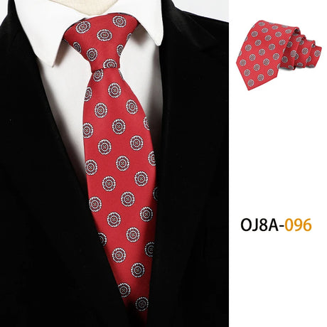 Red Classic Dot Floral Print Patterns Business Necktie