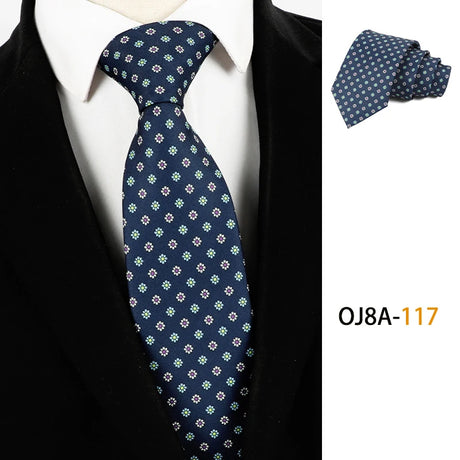 Blue Classic Dot Floral Print Patterns Business Necktie