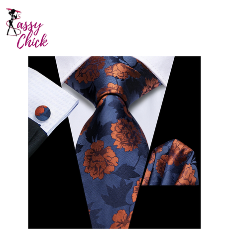 Classic Floral Fashion Handkerchief Cufflinks Necktie Sassy Chick Logo