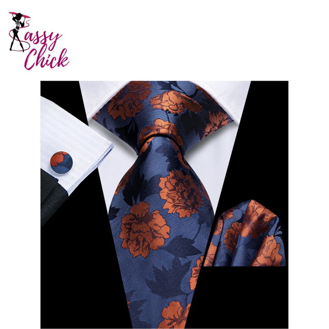 Classic Floral Fashion Handkerchief Cufflinks Necktie Sassy Chick Logo