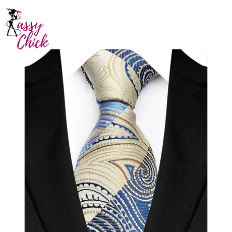 Classic Floral Luxury Stripe 8cm Jacquard Daily Wear Necktie Sassy Chick Logo