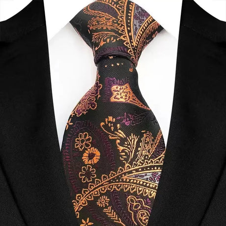 Brown Classic Floral Luxury Stripe 8cm Jacquard Daily Wear Necktie