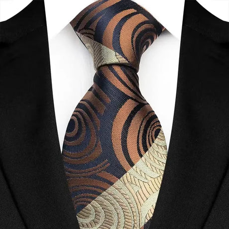 Brown Classic Floral Luxury Stripe 8cm Jacquard Daily Wear Necktie