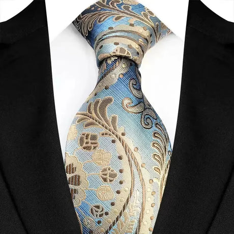 Brown Classic Floral Luxury Stripe 8cm Jacquard Daily Wear Necktie