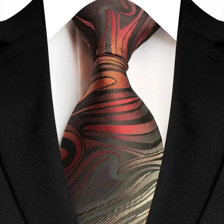 Red Classic Floral Luxury Stripe 8cm Jacquard Daily Wear Necktie