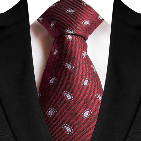 Red Classic Floral Luxury Stripe 8cm Jacquard Daily Wear Necktie