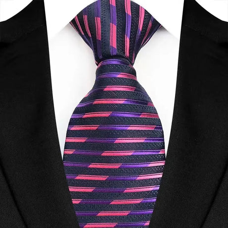 Purple Classic Floral Luxury Stripe 8cm Jacquard Daily Wear Necktie