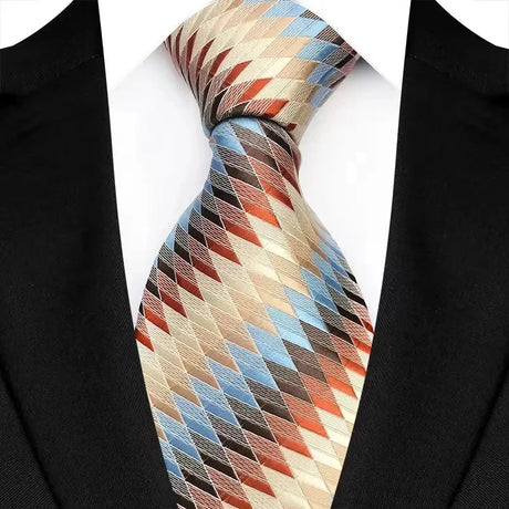 Brown Classic Floral Luxury Stripe 8cm Jacquard Daily Wear Necktie