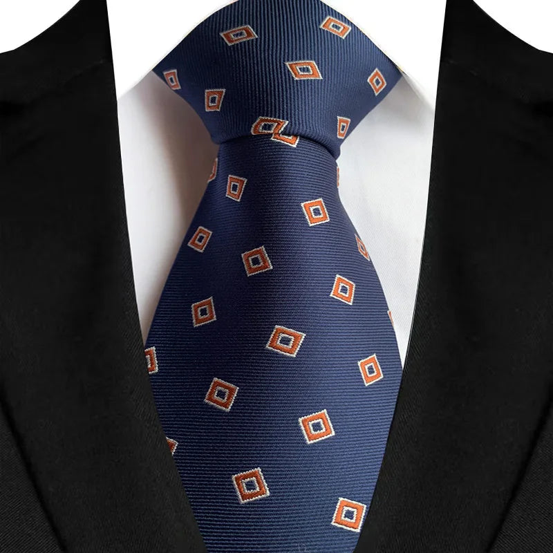 Blue Classic Floral Luxury Stripe 8cm Jacquard Daily Wear Necktie