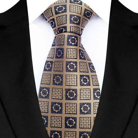 Brown Classic Floral Luxury Stripe 8cm Jacquard Daily Wear Necktie