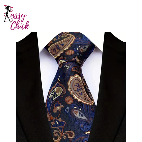 Classic Floral Paisley 8CM Jacquard Woven Necktie Sassy Chick Logo
