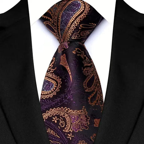 Purple Classic Floral Paisley 8CM Jacquard Woven Necktie
