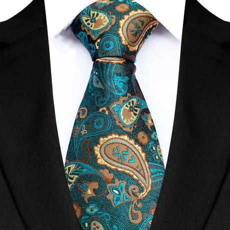 Green Classic Floral Paisley 8CM Jacquard Woven Necktie