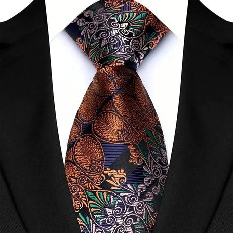 Gold Classic Floral Paisley 8CM Jacquard Woven Necktie