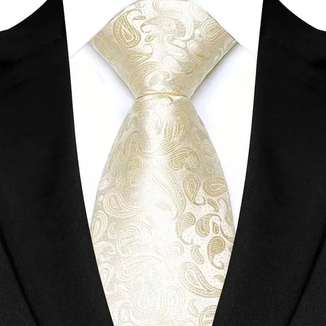 White Classic Floral Paisley 8CM Jacquard Woven Necktie
