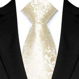 Beige Classic Floral Paisley 8CM Jacquard Woven Necktie