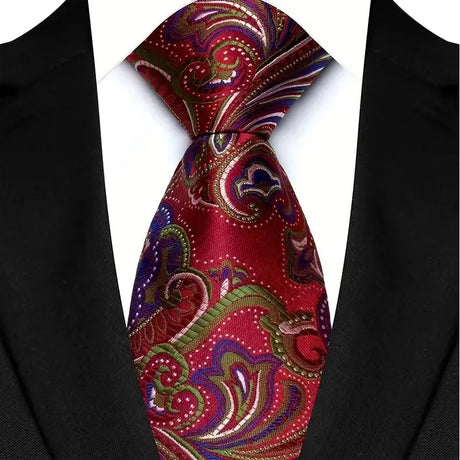 Red Classic Floral Paisley 8CM Jacquard Woven Necktie