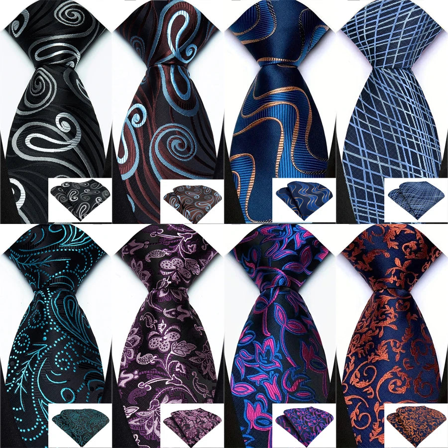 Collection of Classic Floral Paisley 8CM Ties Handkerchief Gravata