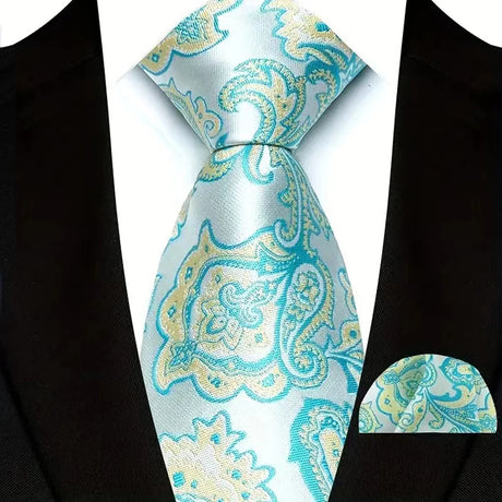 Green Classic Floral Paisley 8CM Ties Handkerchief Gravata