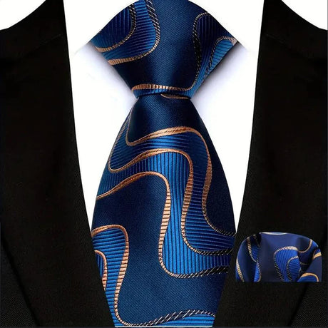 Blue Classic Floral Paisley 8CM Ties Handkerchief Gravata