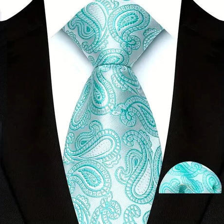 Green Classic Floral Paisley 8CM Ties Handkerchief Gravata