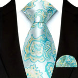 Blue Classic Floral Paisley 8CM Ties Handkerchief Gravata
