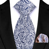 White Classic Floral Paisley 8CM Ties Handkerchief Gravata